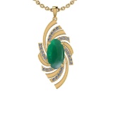 8.94 Ctw SI2/I1 Emerald And Diamond 14K Yellow Gold Vintage Style Necklace
