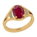 3.02 Ctw SI2/I1 Ruby And Diamond 14K Yellow Gold Promises Ring