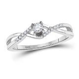 10kt White Gold Round Diamond Solitaire Twist Bridal Wedding Engagement Ring 1/6 Cttw