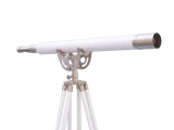 Floor Standing Brushed Nickel With White Leather Anchormaster Telescope 65in.