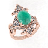 3.76 Ctw SI2/I1 Emerald And Diamond 14K Rose Gold Victorian Style Engagement Ring