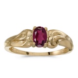 Certified 14k Yellow Gold Oval Rhodolite Garnet Ring 0.49 CTW