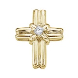 Certified 14K Yellow Gold Princess Diamond Cross Pendant