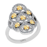 1.16 Ctw I1/I2Citrine And Diamond 10K White Gold Engagement Ring