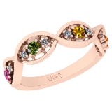 0.32 Ctw SI2/I1 Multi Sapphire And Diamond 14K Rose Gold Infinity Band Ring