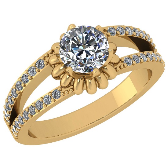 1.48 Ctw VS/SI1 Diamond 14K Yellow Gold Style Flower Wedding Ring