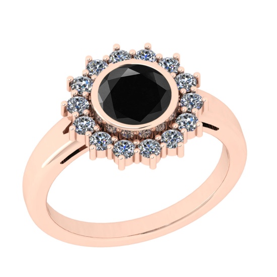 1.49 Ctw I2/I3 Treated Fancy Black And White Diamond 14K Rose Gold Ring