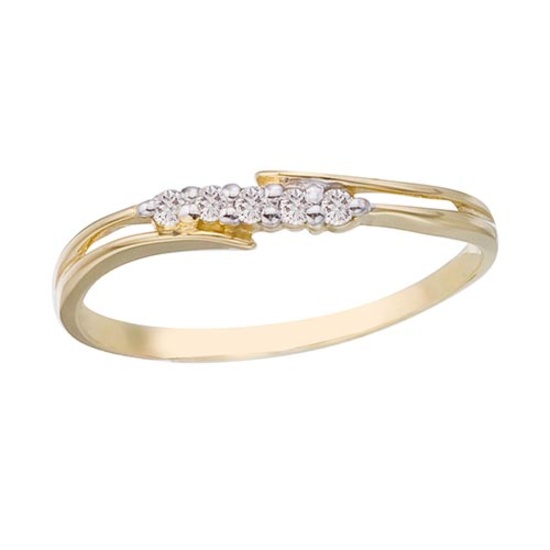 Certified 14K Yellow Gold and Diamond Bypass Promise Ring