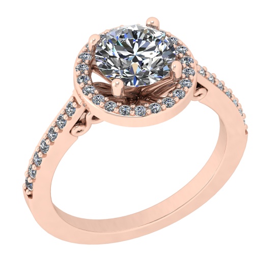 1.60 Ctw SI2/I1 Diamond 14K Rose Gold Engagement Halo Ring