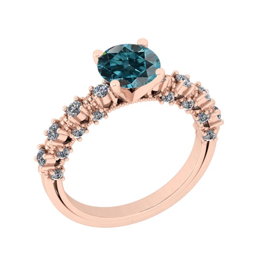 1.52 Ctw I2/I3 Treated Fancy Blue And White Diamond 10K Rose Gold Engagement Ring