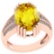 21.64 Ctw I2/I3 Lemon Topaz And Diamond 14k Rose Gold Engagement Halo Ring