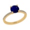 1.43 Ctw I2/I3 Blue Sapphire And Diamond 14K Yellow Gold Ring