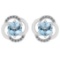 Certified 1.80 Ctw Blue Topaz And Diamond I1/I2 14K Gold Stud Earrings