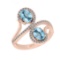 1.25 Ctw I2/I3 Blue Topaz And Diamond 10K Rose Gold two Stone Wedding Ring