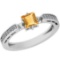 0.58 Ctw I2/I3 Citrine And Diamond 10K White Gold Engagement Ring