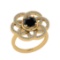 1.82 Ctw I2/I3 Treated Fancy Black And White Diamond 14K Yellow Gold Engagement Halo Ring
