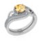 1.40 Ctw I2/I3 Citrine And Diamond 10K White Gold Engagement Set Ring