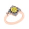 0.85 Ctw I2/I3 Treated Fancy Yellow And White Diamond 14K Rose Gold Ring