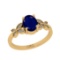 1.35 Ctw I2/I3 Blue Sapphire And Diamond 14K Yellow Gold Engagement Ring