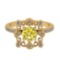 1.24 Ctw I2/I3 Treated Fancy Yellow And White Diamond 14K Yellow Gold Vintage Style Wedding Ring
