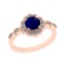 1.10 Ctw SI2/I1 Blue Sapphire And Diamond 14K Rose Gold Vintage Style Wedding Ring