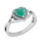 0.62 Ctw SI2/I1 Emerald And Diamond 14K White Gold Ring