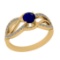 1.10 Ctw SI2/I1 Blue Sapphire And Diamond 14K Yellow Gold Engagement Ring
