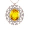 73.82 Ctw I2/I3 Lemon Topaz And Diamond 10K Rose Gold Necklace