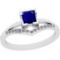 0.48 Ctw SI2/I1 Blue Sapphire And Diamond 14K White Gold Ring