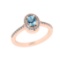 0.74 Ctw I2/I3 Blue Topaz And Diamond 10K Rose Gold Ring