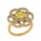 1.82 Ctw I2/I3 Treated Fancy Yellow And White Diamond 14K Yellow Gold Engagement Halo Ring