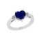 1.45 Ctw SI2/I1 Blue Sapphire And Diamond 14K White Gold Ring