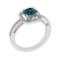 1.70 Ctw I2/I3 Treated Fancy Blue And White Diamond 14K White Gold Engagement Halo Ring