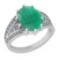 5.40 Ctw I2/I3 Emerald And Diamond 14K White Gold Engagement Ring