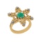 1.66 Ctw SI2/I1 Emerald And Diamond 14K Yellow Gold Vintage Style Wedding Ring