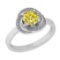 1.10 Ctw I2/I3 Treated Fancy Yellow And White Diamond 14K White Gold Ring