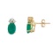 Certified 14k Yellow Gold Emerald And Diamond Oval Earrings