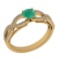 0.86 Ctw I2/I3 Emerald And Diamond 14K Yellow Gold Infinity Ring