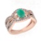1.40 Ctw SI2/I1 Emerald And Diamond 14K Rose Gold Cluster Style Bridal Wedding Ring