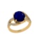 5.78 Ctw I2/I3 Blue Sapphire And Diamond 14K Yellow Gold Engagement Halo Ring