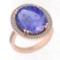 17.90 Ctw I2/I3 Tanzanite And Diamond 14K Rose Gold Vintage Style Engagement Ring