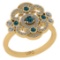 0.70 Ctw I2/I3 Treated Fancy Blue And White Diamond 10K Yellow Gold Cluster Wedding Ring