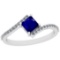 1.10 Ctw SI2/I1 Blue Sapphire And Diamond 14K White Gold Ring