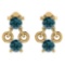 Certified 0.68 Ctw Treated Fancy Blue Diamond I2/I3 14k Yellow Gold Stud Earrings