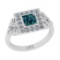 1.12 Ctw I2/I3 Treated Fancy Blue And White Diamond 10K White Gold Engagement Ring