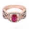 1.40 Ctw SI2/I1 Ruby And Diamond 14K Rose Gold Cluster Style Bridal Wedding Ring