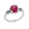 4.44 Ctw SI2/I1 Ruby And Diamond 14K White Gold Ring