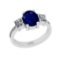 2.92 Ctw SI2/I1 Blue Sapphire And Diamond 14K White Gold Engagement Ring