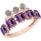 2.25 Ctw I2/I3 Amethyst And Diamond 10K Rose Gold Five Stone Ring