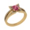 0.80 Ctw SI2/I1 Pink Tourmaline And Diamond 10K Yellow Gold Anniversary Ring